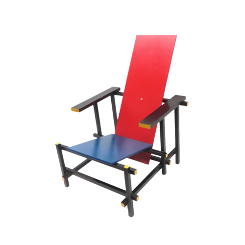 Professionele Retro Replica ‘Rietveldstoel’ Red And Blue Fauteuil Van Gerrit Rietveld