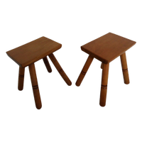 Vintage Set Van 2 Tafeltjes/krukjes