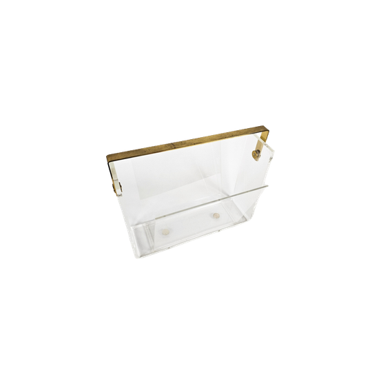 Magazine Holder - Design David Lange - Lucite - Messing - Plexiglas - Frankrijk - 70's | Kerst 1