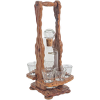 Vintage Houten Flessenstandaard Nachtmann Karaf En 6 Glazen thumbnail 1