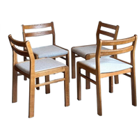 Set 4 Stoere Vintage Deense Eetkamerstoelen Jaren 60