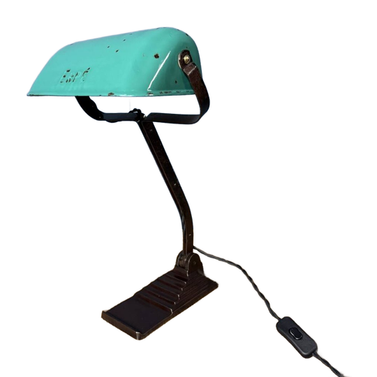 Erpé Bankierslamp Met Turquoise Emaille Kap 1