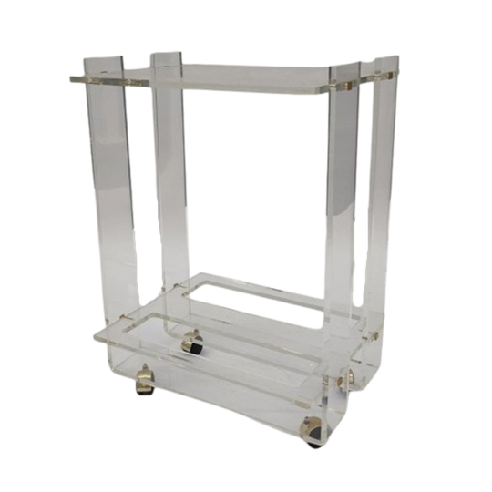 Vintage Plexiglas Bar Cart Serveerwagen David Lange Stijl 1