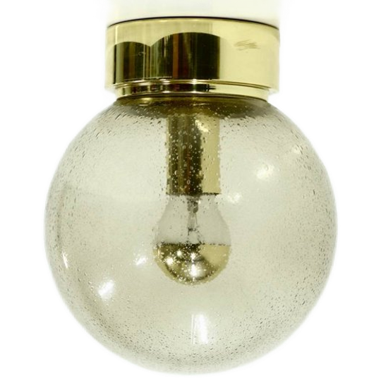 Textured Glass Ceiling Lamp By Glashütte Limburg Germany 1970s 1