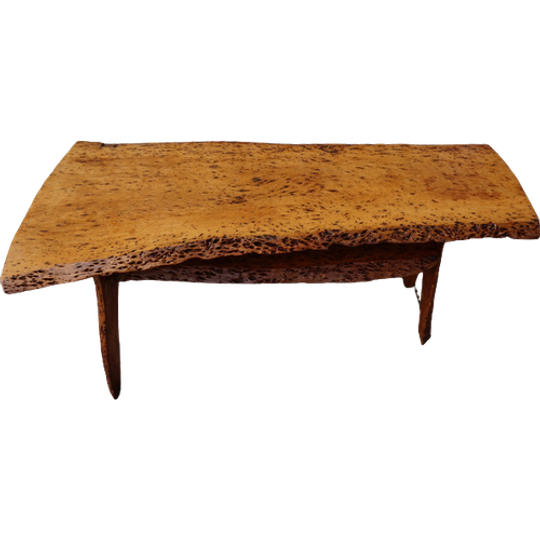 Vintage Notenhouten Salontafel, Boomstam Tafel, Sidetable 1