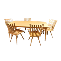 Vintage Deens Design Eettafel Met 5 'mikado' Stoelen, Kvist