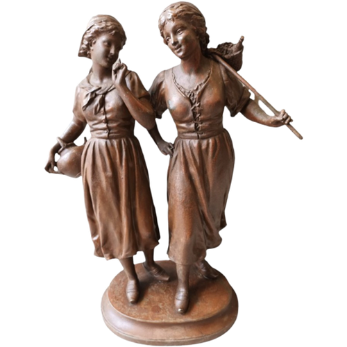 Ernest Rancoulet "2 Dames" Sculptuur.