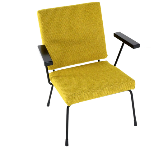 W.h. Rietveld Voor Gispen Fauteuil Vintage Gestoffeerd 1