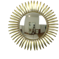 Mid Century Verkoperd Metalen Zonnespiegel Deknudt Convex 54Cm