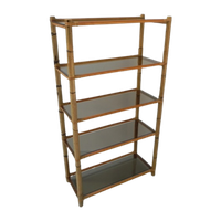 Bamboe Vitrine Met 5 Rookglazen Legplanken
