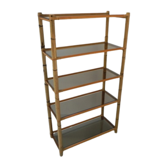 Bamboe Vitrine Met 5 Rookglazen Legplanken 1