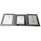 Drieluik Zilver Zwart Metaal Gravures Angerand 3 Dames thumbnail 1