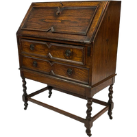 Antieke Secretaire Met Gedraaide Poten Jaren 50 Design