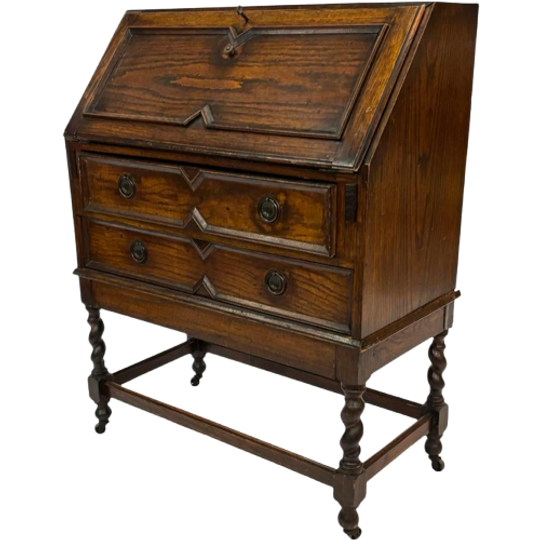Antieke Secretaire Met Gedraaide Poten Jaren 50 Design 1