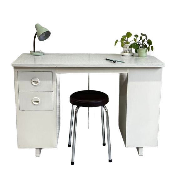 Vintage Bureau Met Opbergruimte Boekenkastje & Lades 1