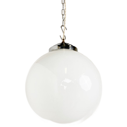 Antique Opaline Globe Pendant Light 1930s 1