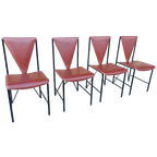 Set Van 4 Vintage Postmodern Leren Eetkamerstoelen thumbnail 1