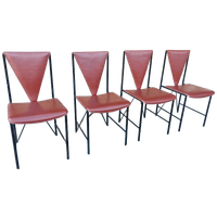 Set Van 4 Vintage Postmodern Leren Eetkamerstoelen
