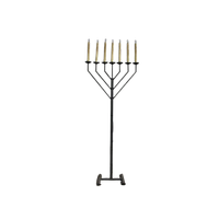 Grote Antieke Ijzeren Staande Kerk-Lamp/Kandelaar Met 7 Lichtpunten