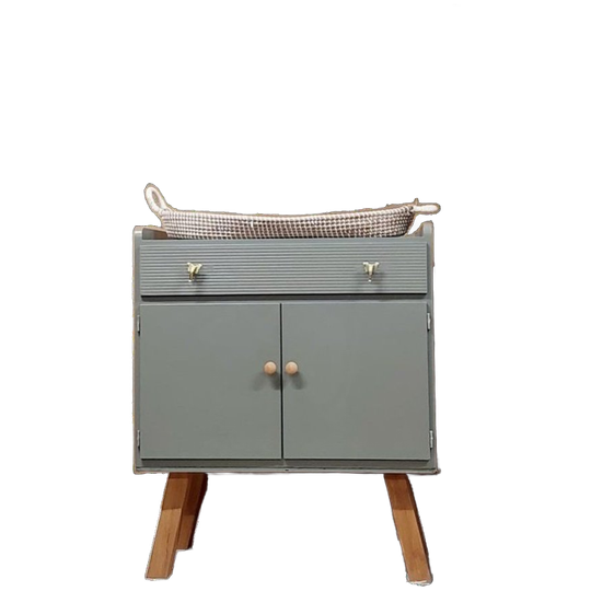 Vintage Commode Met Bladvergroter Groen 1