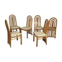 Blond Oak Postmodern Dining Chairs 1980S