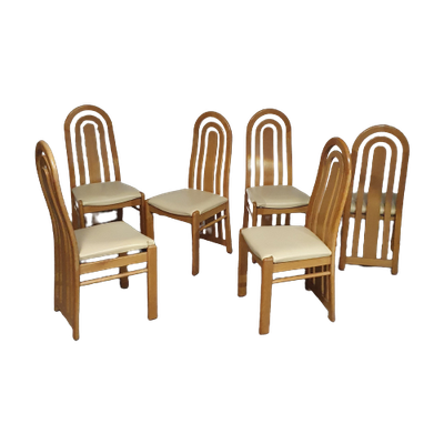 Blond Oak Postmodern Dining Chairs 1980S