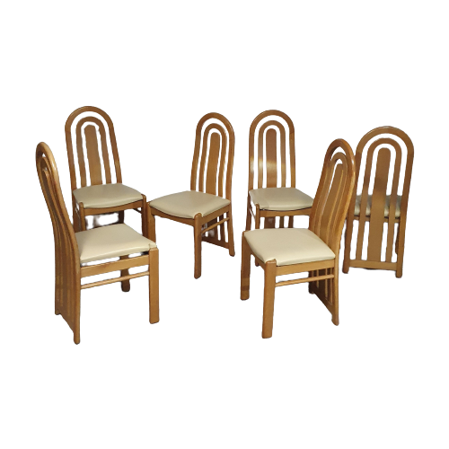 Blond Oak Postmodern Dining Chairs 1980S