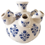 Porselein Tulpenvaas Tulpenvaasje Blauw Wit Vintage Vaasje thumbnail 1