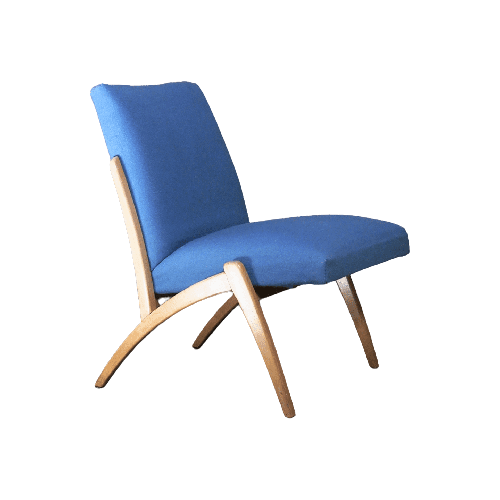 Vintage Blue Chair Of Wood And Cloth