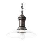 Oude Hanglamp Jaren 20 – Glazen Kap - Koperen Houder - (pf46) thumbnail 1