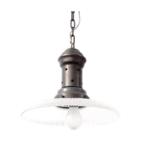 Oude Hanglamp Jaren 20 – Glazen Kap - Koperen Houder - (pf46)
