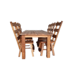 Olm Wood Brutalist Wabi Sabi Dining Set / 6 Chairs / Table. thumbnail 1