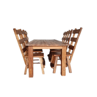 Olm Wood Brutalist Wabi Sabi Dining Set / 6 Chairs / Table.