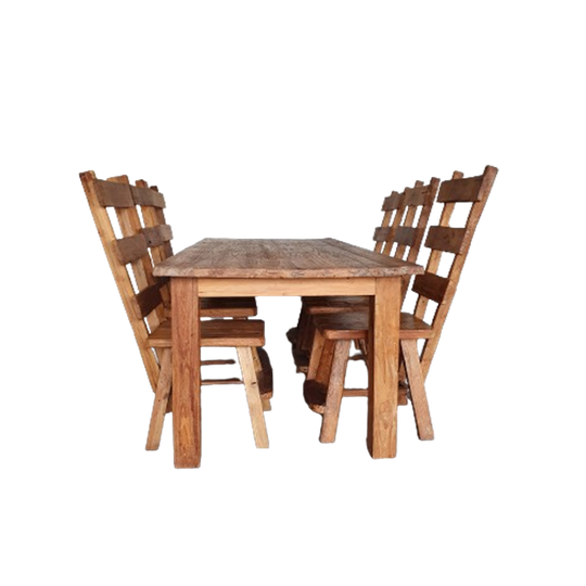 Olm Wood Brutalist Wabi Sabi Dining Set / 6 Chairs / Table. 1
