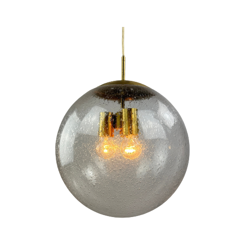 1 Of 4 Large Glass Globe Pendant Lamp By Doria Leuchten 1960