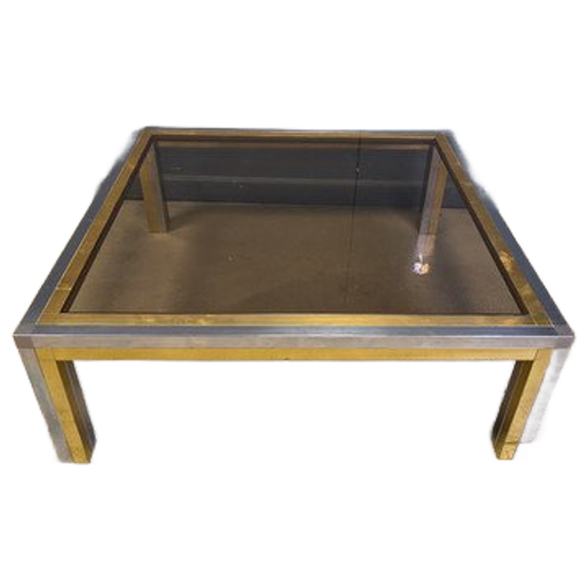 Vintage Chrome And Brass Coffee Table In The Manner Of Romeo Rega, 1970s 1