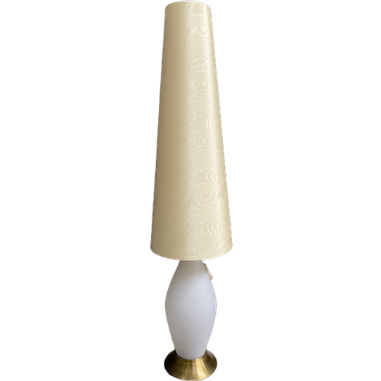Glass Floor Lamp With Large Off-white Shade 1960s 1