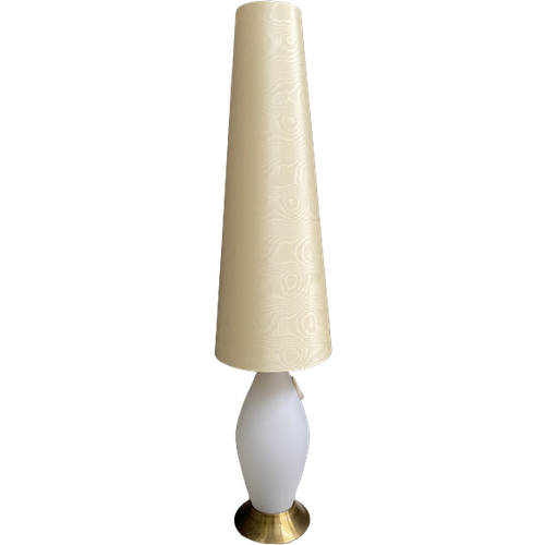 Glass Floor Lamp With Large Off-White Shade 1960S