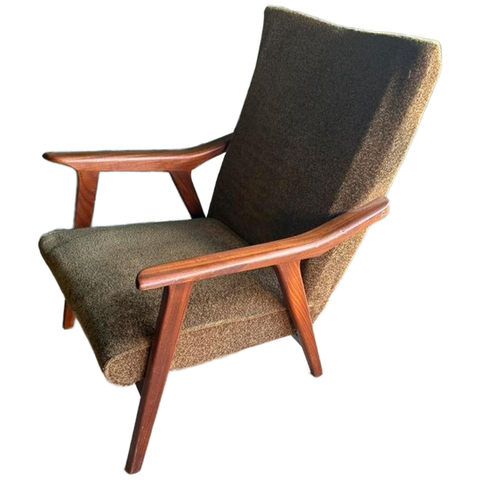 Mid-century Deens Design Fauteuil Teak Groen *klein Defect* 1