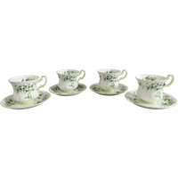 Vintage Royal Albert Shamrock Kop En Schotel Porselein 4 X