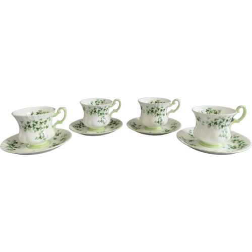 Vintage Royal Albert Shamrock Kop En Schotel Porselein 4 X