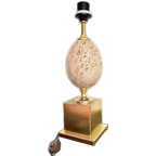 Jaren ’60 Lamp Met Struisvogelei Van Travertin | Mid Century thumbnail 1