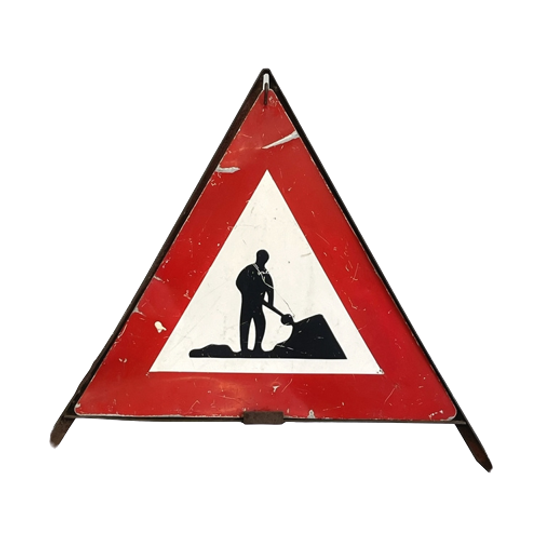 Antiek Verkeersbord In Frame Industrieel 1