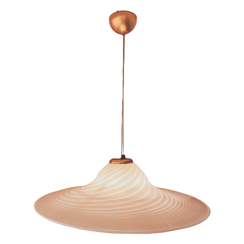 1980 Witte Swirling Murano Glass Hanglamp