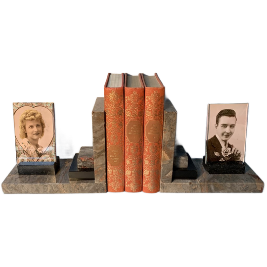 Vintage Marmeren Boekensteunen Met Fotokaders 1