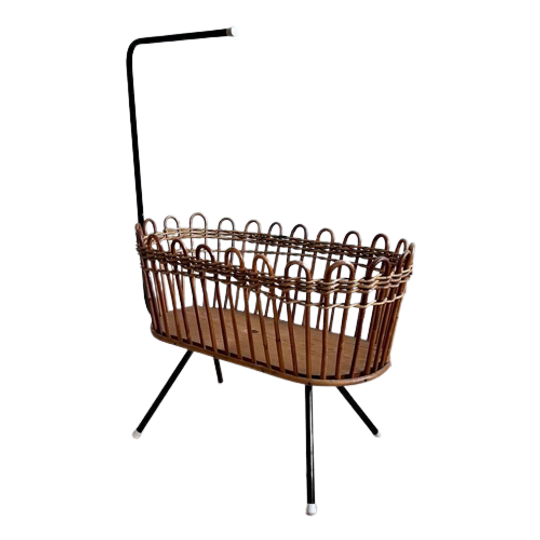 Vintage Rotan Rohe Noordwolde Poppenwieg Jaren 60 Bamboe 1