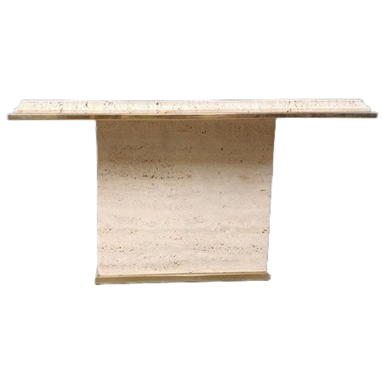 Vintage Travertine And Brass Coffee Table By Fedam, 1970s 1