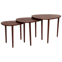 Set Of Three Nesting Tables By Beder Trædrejeri, Denmark 1960s