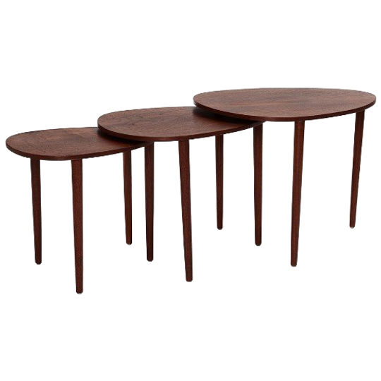 Set Of Three Nesting Tables By Beder Trædrejeri, Denmark 1960s 1
