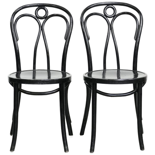 Set Van 2 Zwarte Vintage Bistro Stoelen In Thonet Stijl Met Een Elegante Vormgeving 1